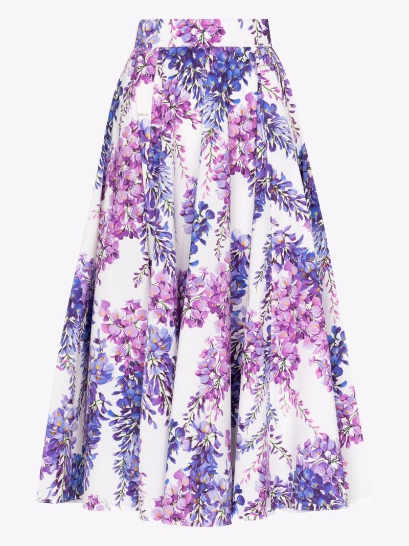 Wisteria Print Midi Skirt