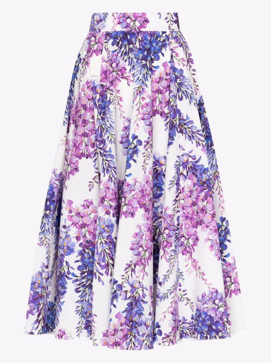 Wisteria Print Midi Skirt
