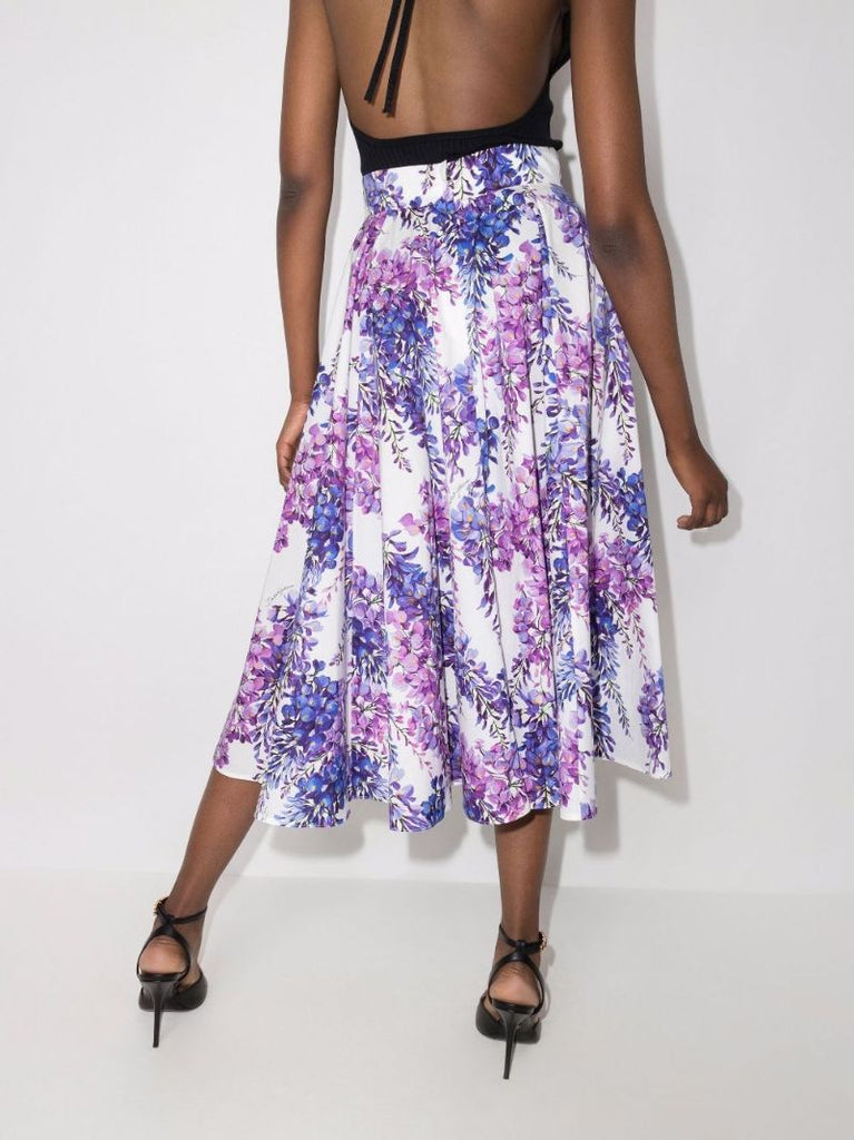 Wisteria Print Midi Skirt