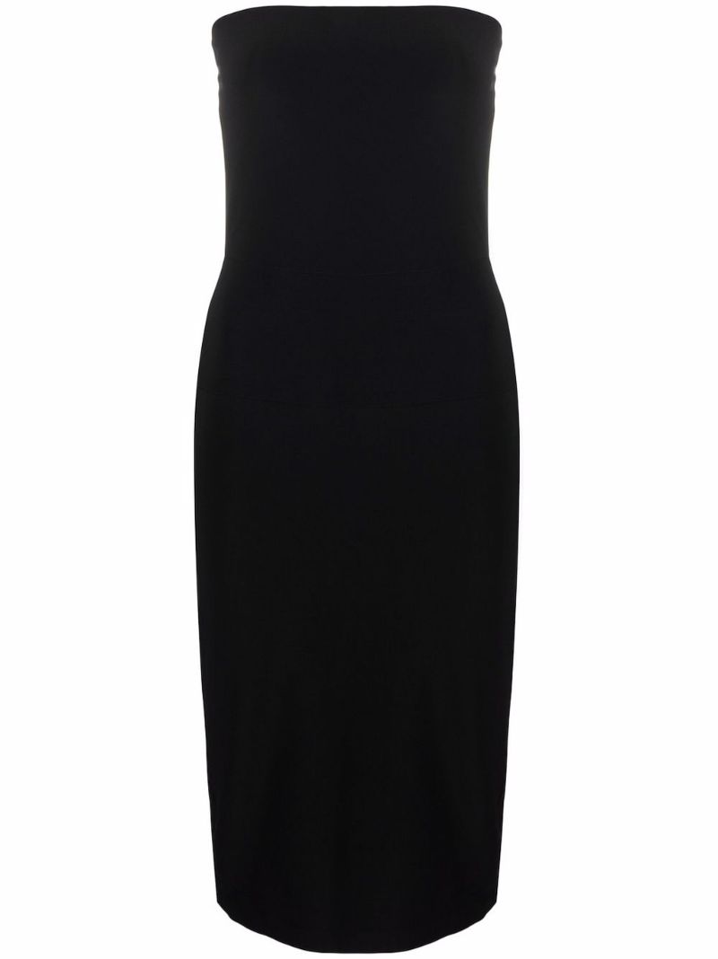Black Strapless Midi Dress