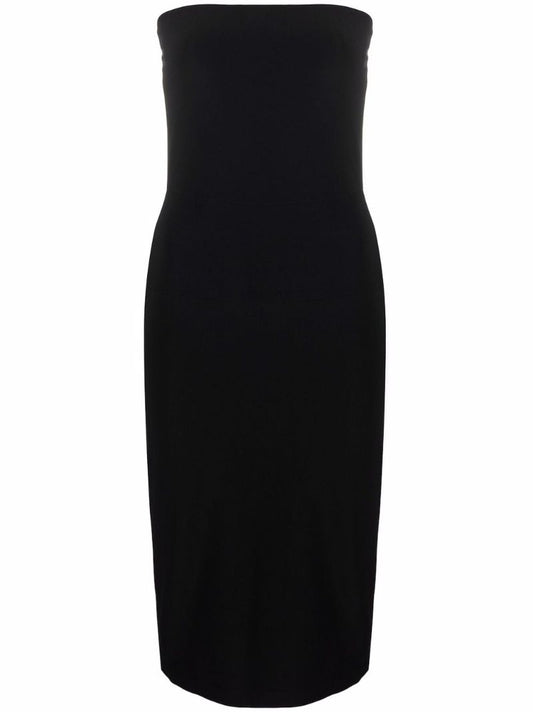 Black Strapless Midi Dress
