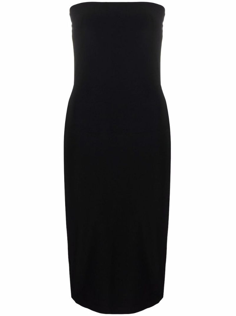 Black Strapless Midi Dress