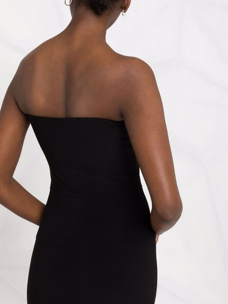 Black Strapless Midi Dress