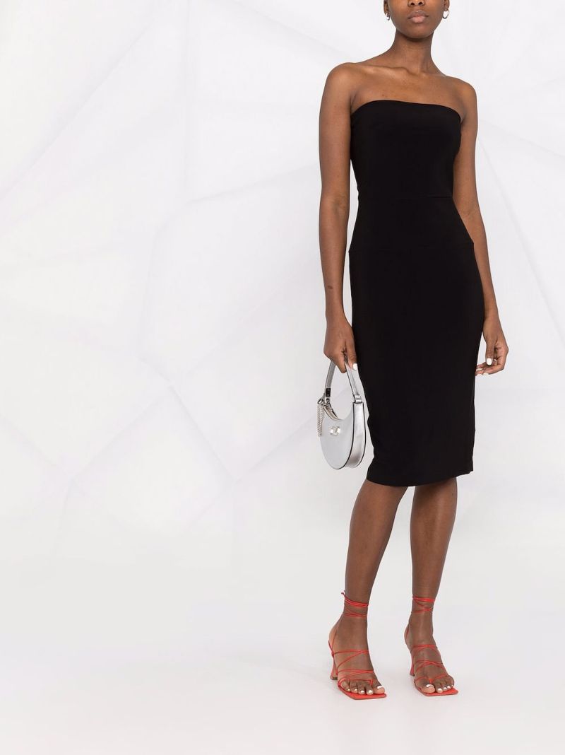 Black Strapless Midi Dress
