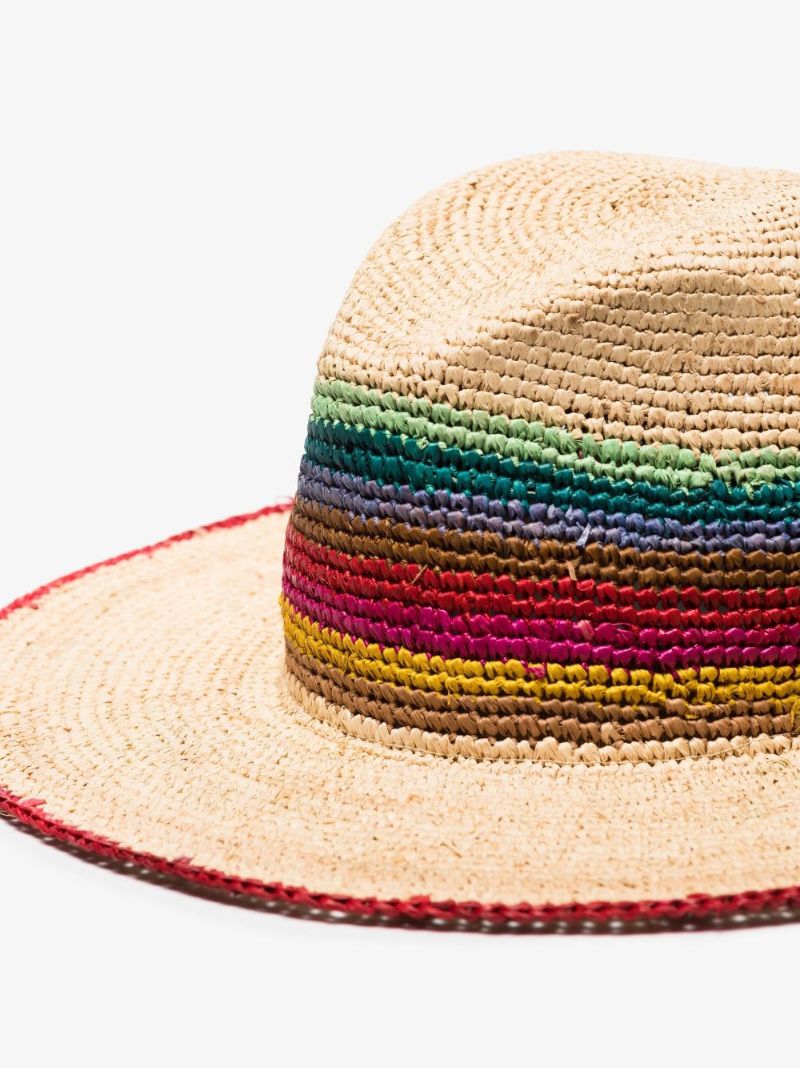 Neutral Striped Raffia Hat