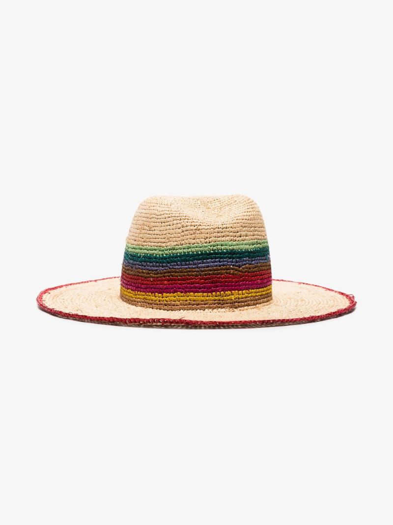 Neutral Striped Raffia Hat