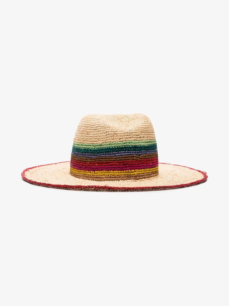 Neutral Striped Raffia Hat
