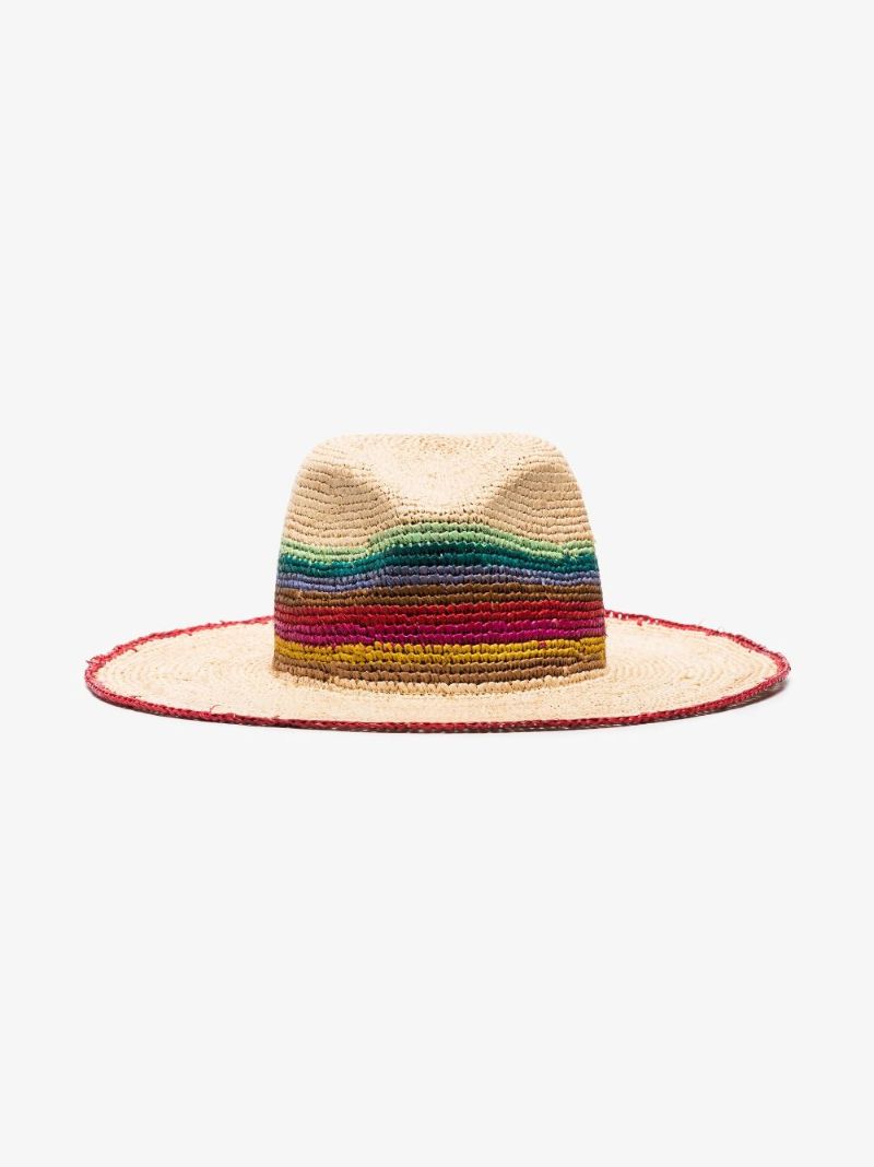 Neutral Striped Raffia Hat