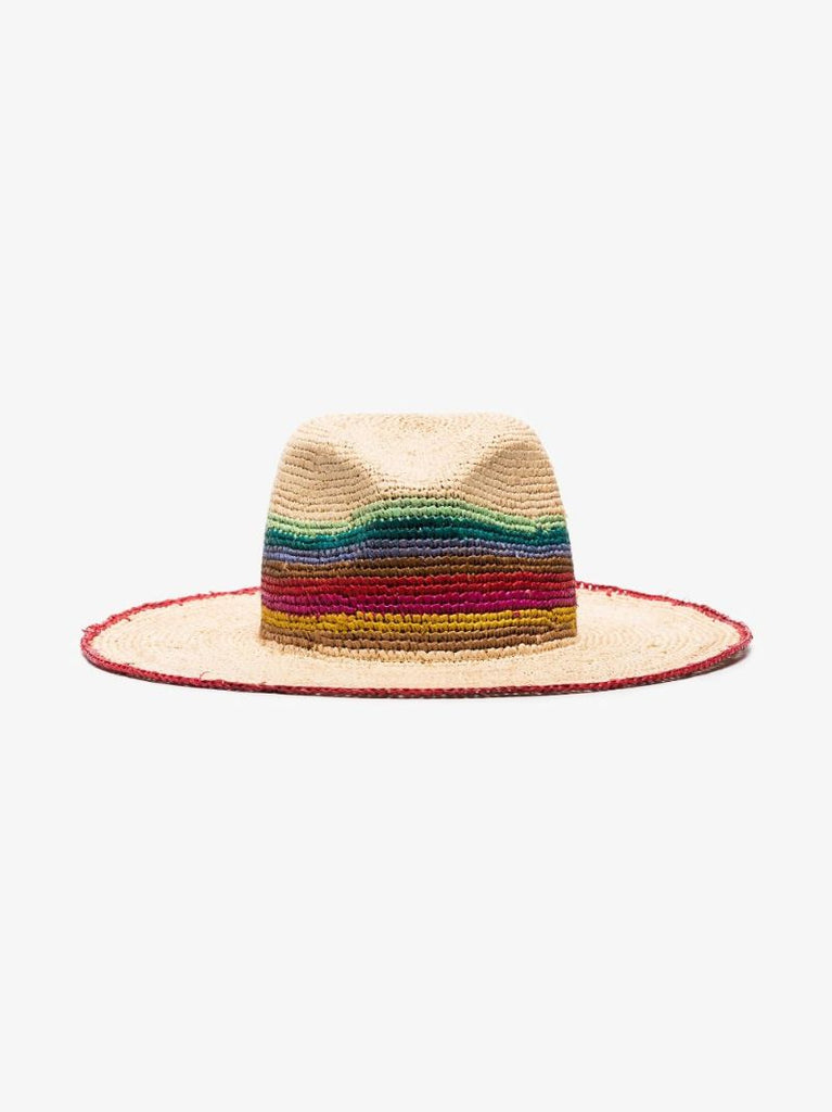 Neutral Striped Raffia Hat