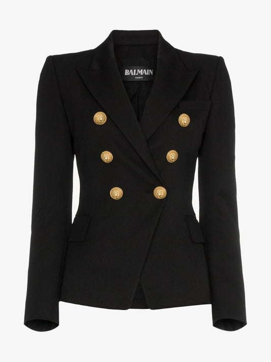 Embossed-button Wool Blazer
