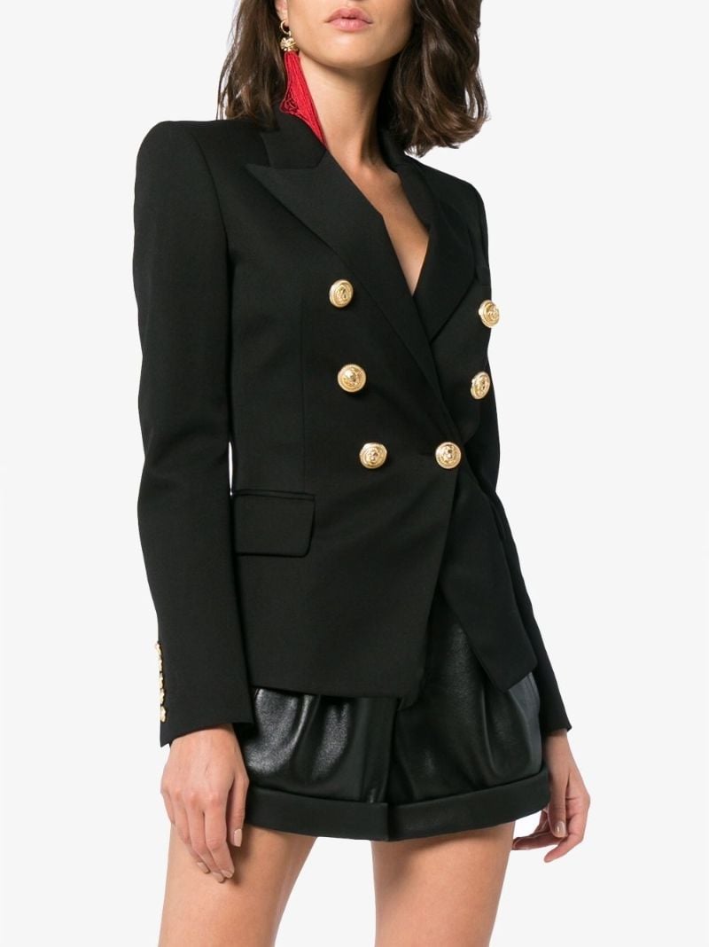 Embossed-button Wool Blazer