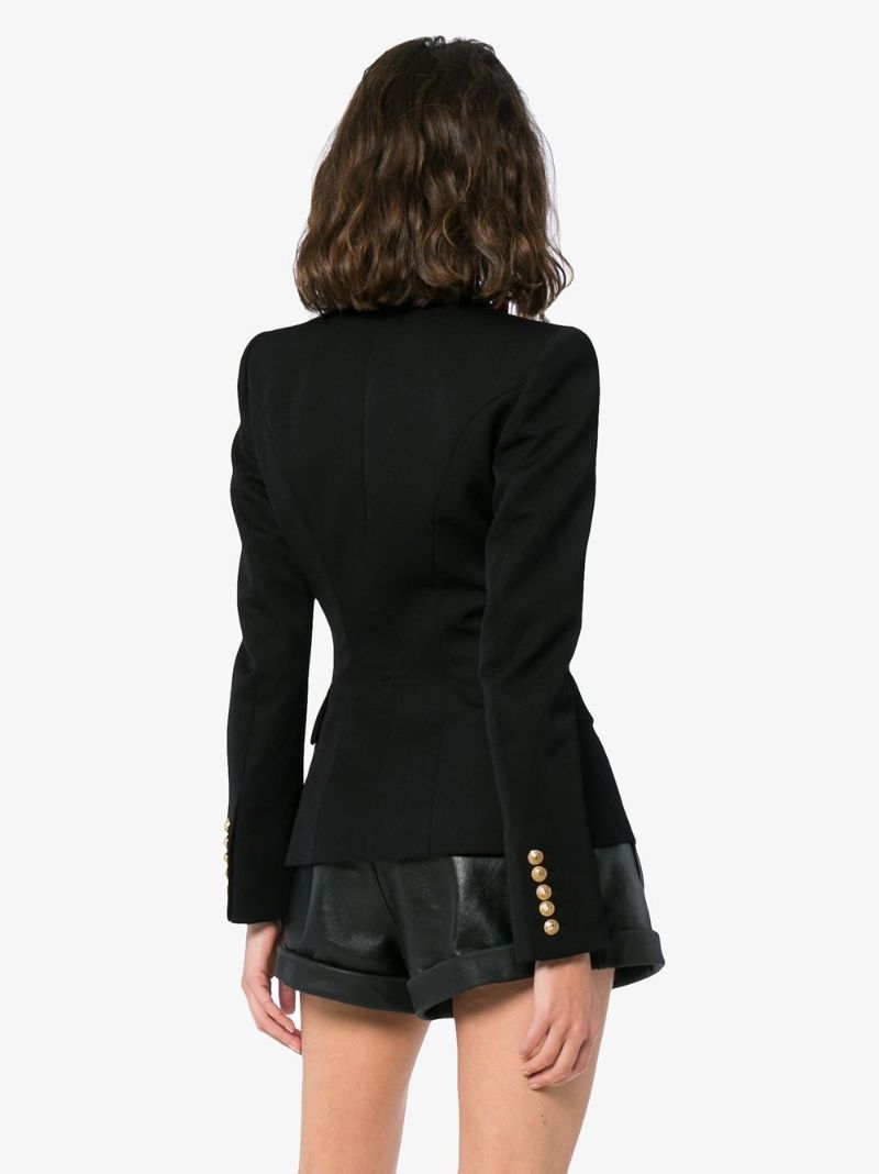 Embossed-button Wool Blazer