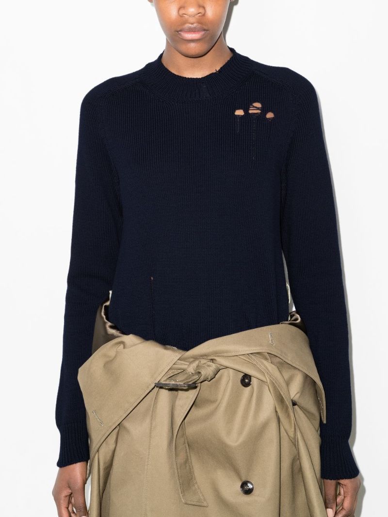 Four-stitch Distressed Cotton Sweater