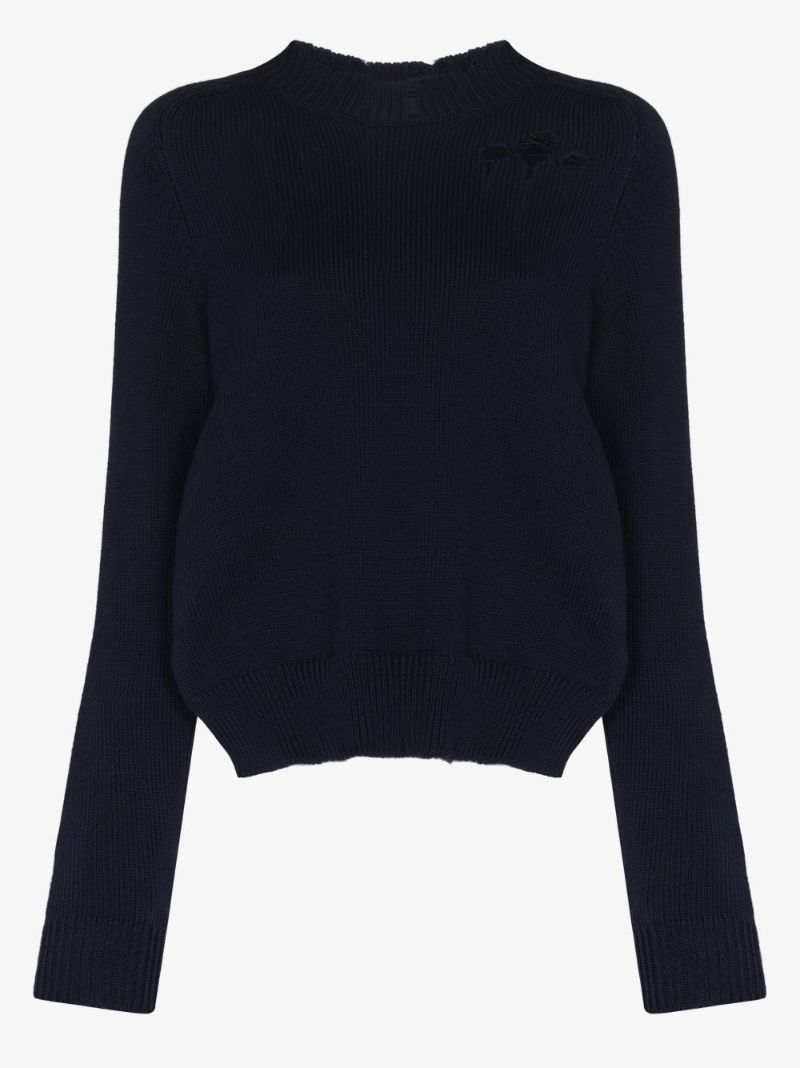 Four-stitch Distressed Cotton Sweater