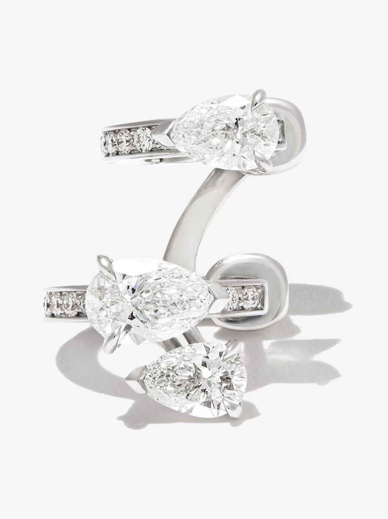 18k White Gold Serti Sur Vide Diamond Hoop Earring
