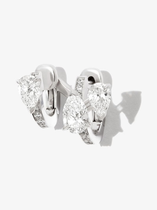 18k White Gold Serti Sur Vide Diamond Hoop Earring