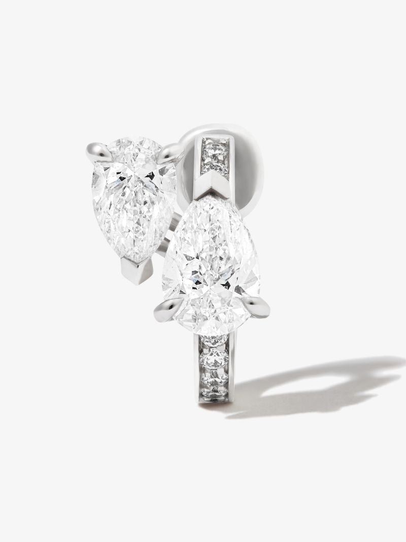 18k White Gold Serti Sur Vide Diamond Hoop Earring