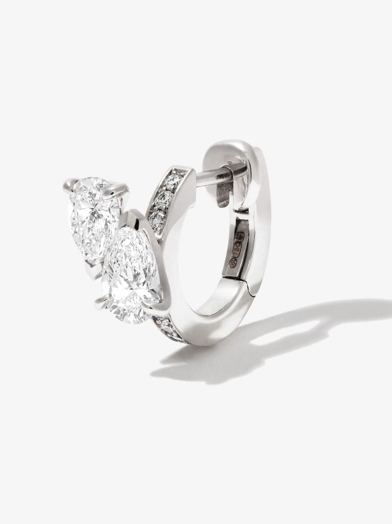 18k White Gold Serti Sur Vide Diamond Hoop Earring