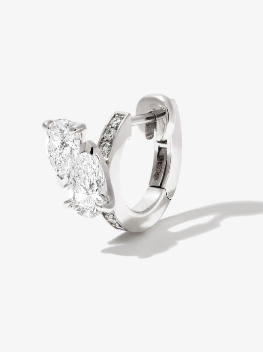 18k White Gold Serti Sur Vide Diamond Hoop Earring