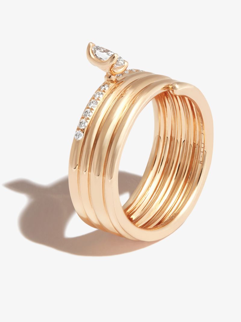18k Rose Gold Blast Diamond Ring