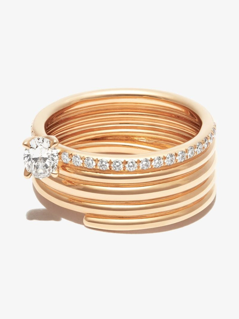 18k Rose Gold Blast Diamond Ring