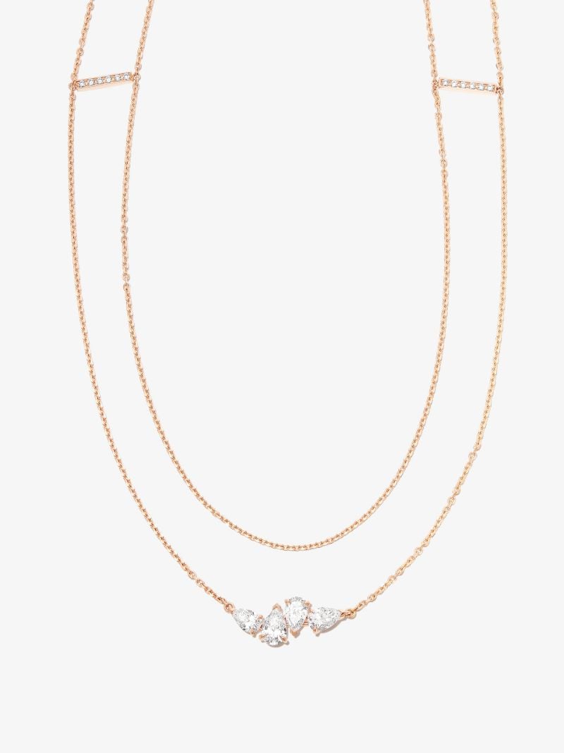 18k Rose Gold Serti Sur Vide Diamond Necklace