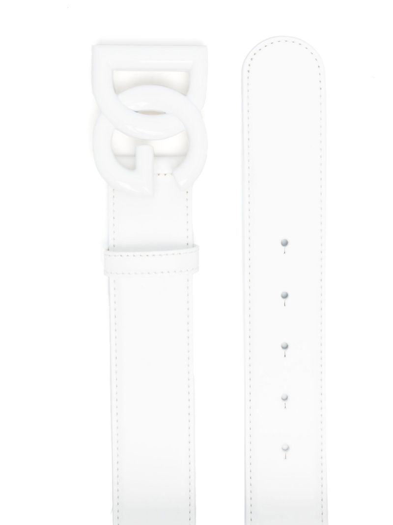 White Dg Leather Belt