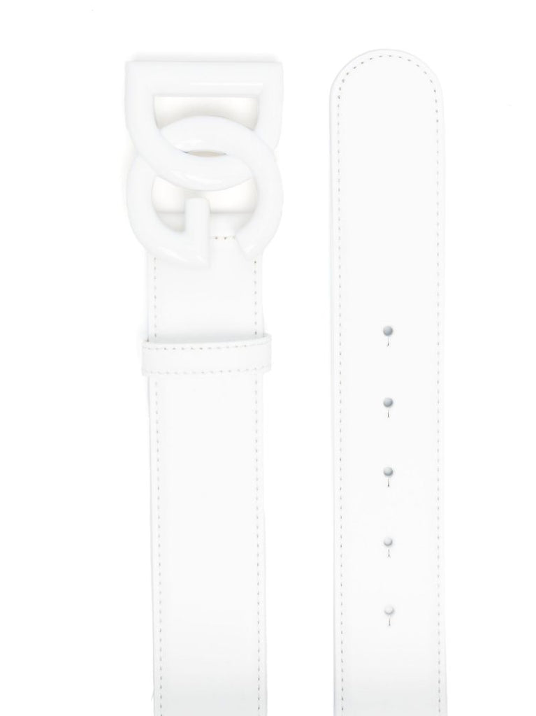 White Dg Leather Belt
