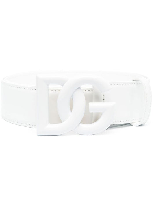 White Dg Leather Belt