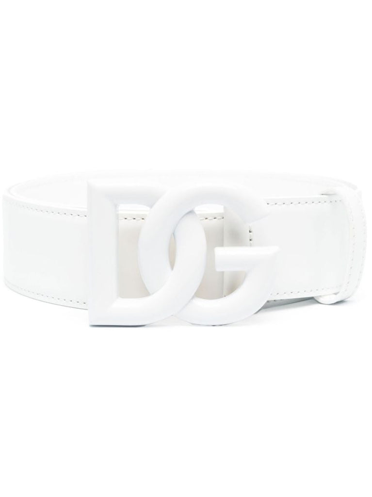 White Dg Leather Belt