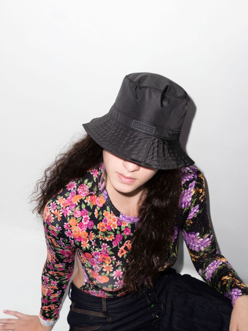 Black Logo Patch Bucket Hat