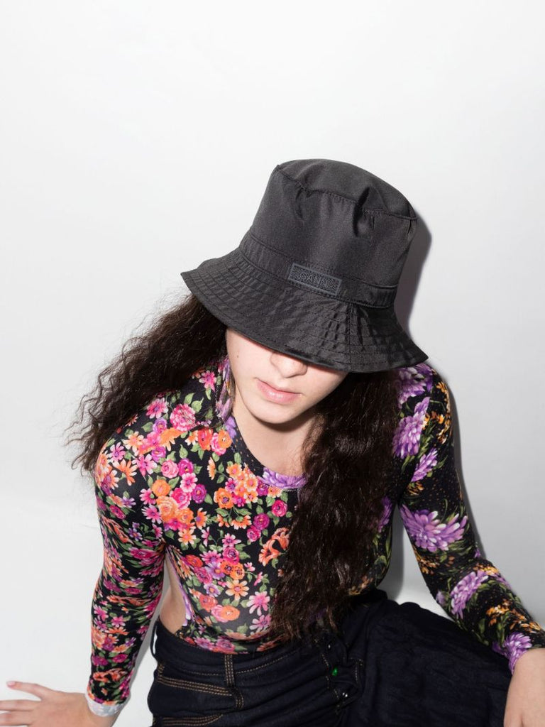 Black Logo Patch Bucket Hat