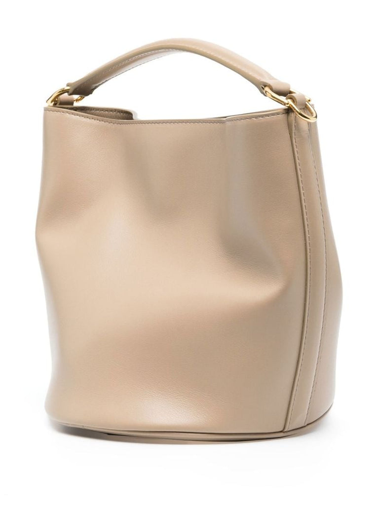 Beige Teen Leather Bucket Bag