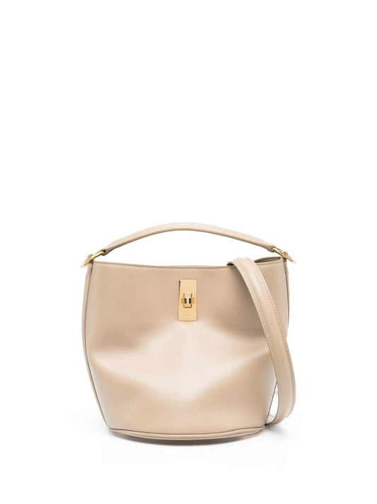 Beige Teen Leather Bucket Bag