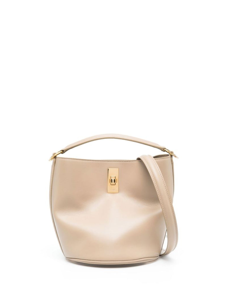 Beige Teen Leather Bucket Bag