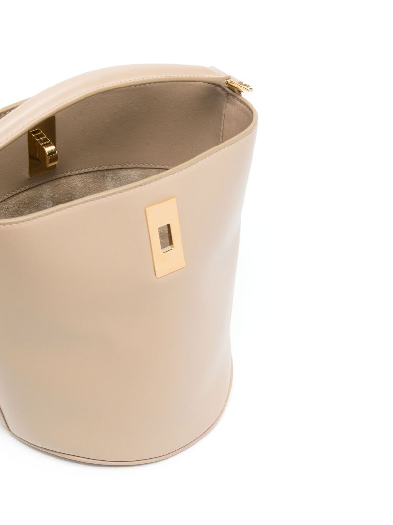 Beige Teen Leather Bucket Bag