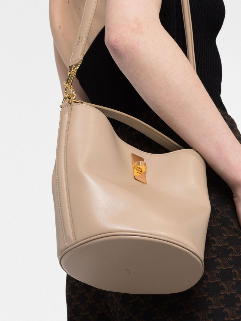 Beige Teen Leather Bucket Bag