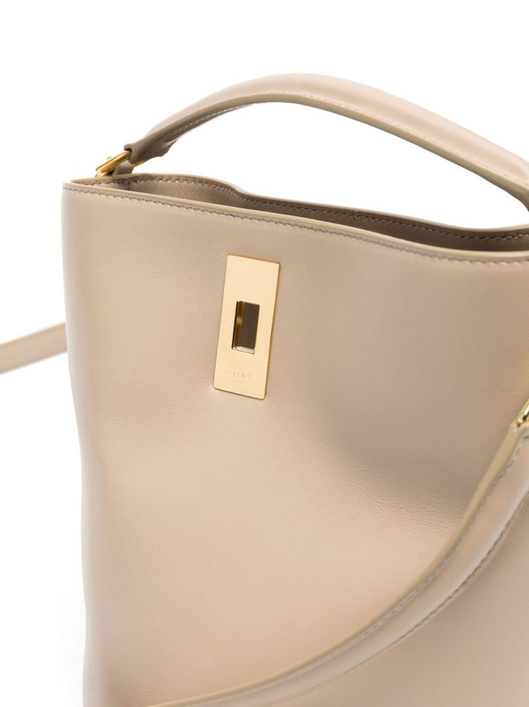 Beige Teen Leather Bucket Bag