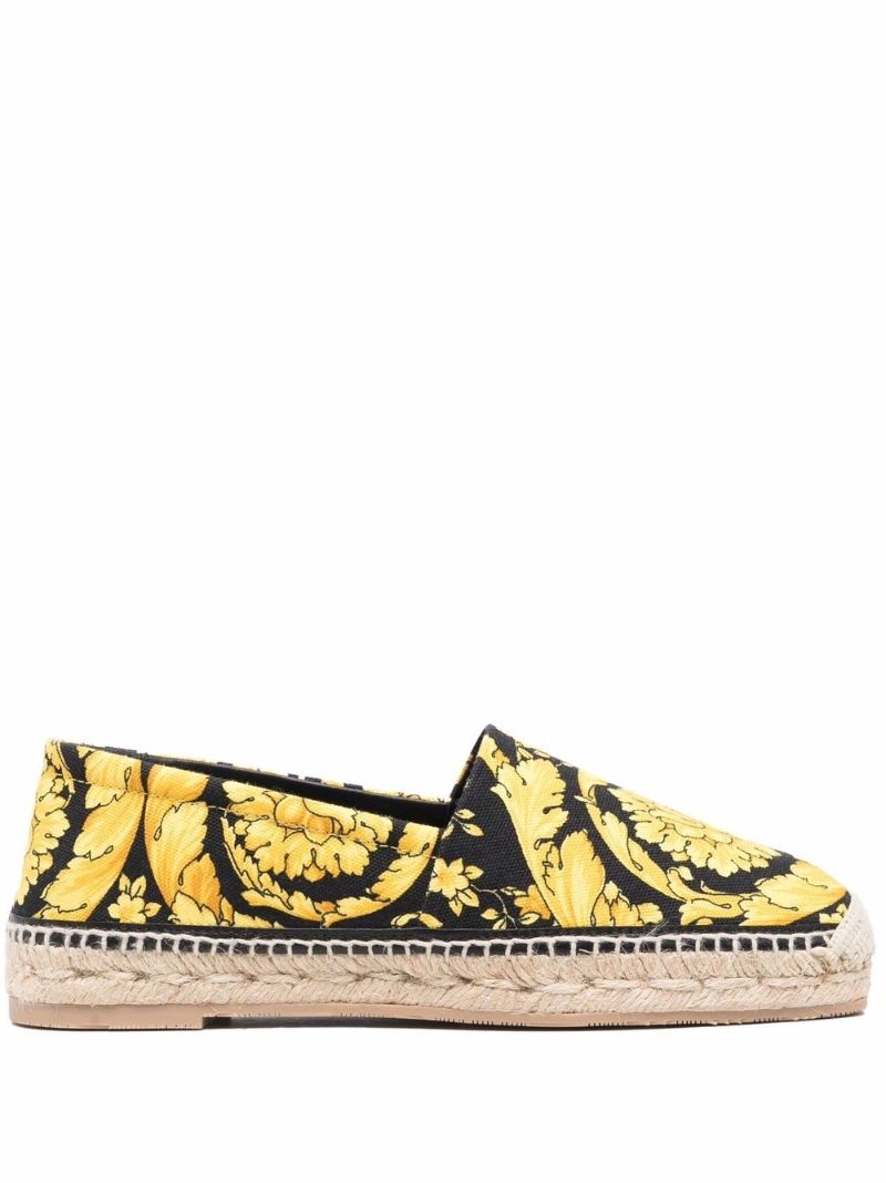 Black Barocco Print Espadrilles
