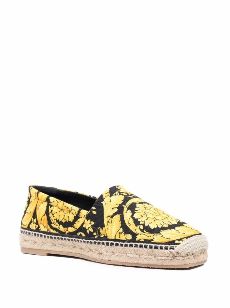 Black Barocco Print Espadrilles