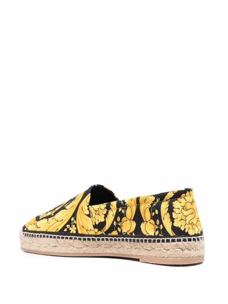 Black Barocco Print Espadrilles