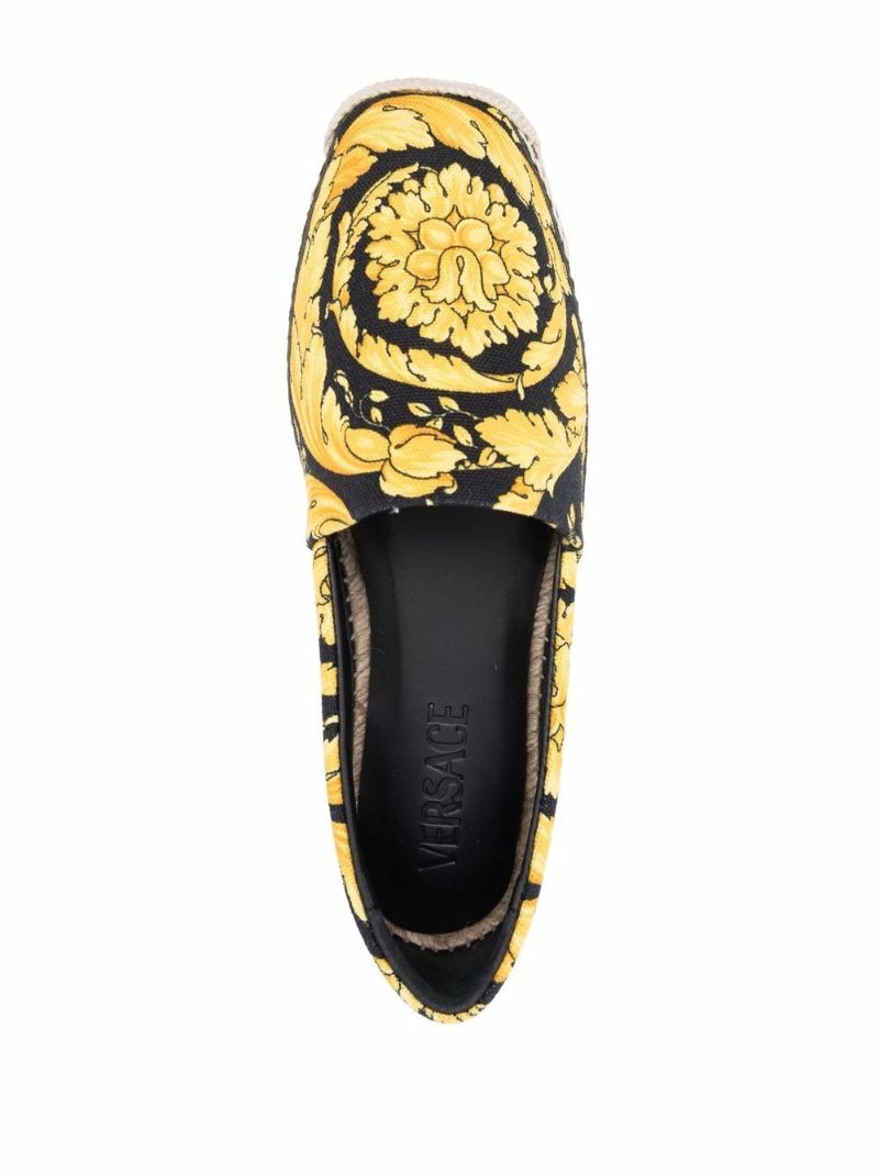 Black Barocco Print Espadrilles