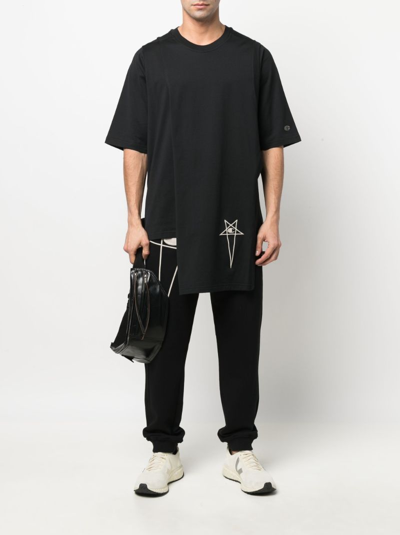 X Champion Black Asymmetric Cotton T-shirt