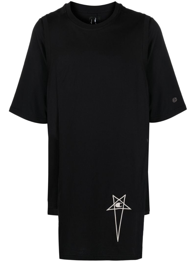 X Champion Black Asymmetric Cotton T-shirt