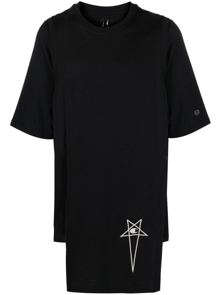 X Champion Black Asymmetric Cotton T-shirt