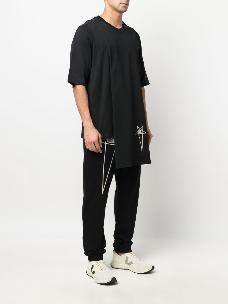 X Champion Black Asymmetric Cotton T-shirt