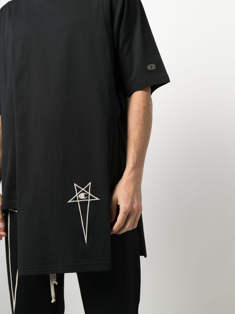 X Champion Black Asymmetric Cotton T-shirt
