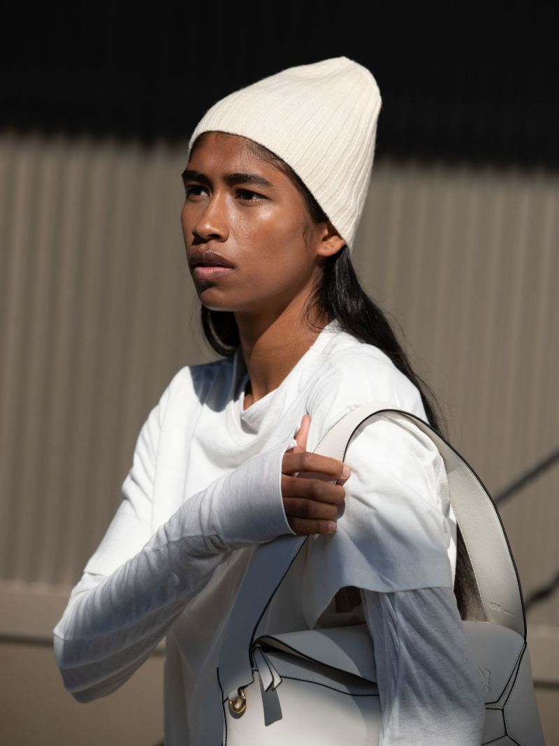 Neutral Harmony Wool Knit Beanie Hat