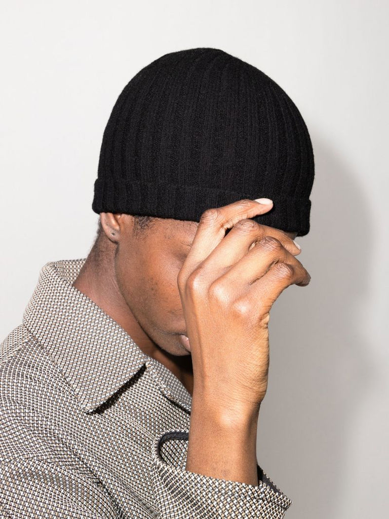 Black Harmony Wool Beanie Hat