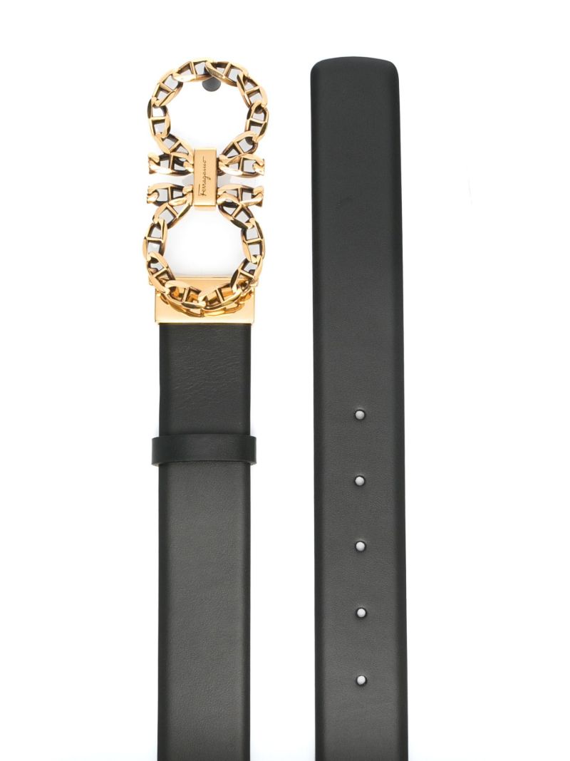 Black Gancini Chain Leather Belt
